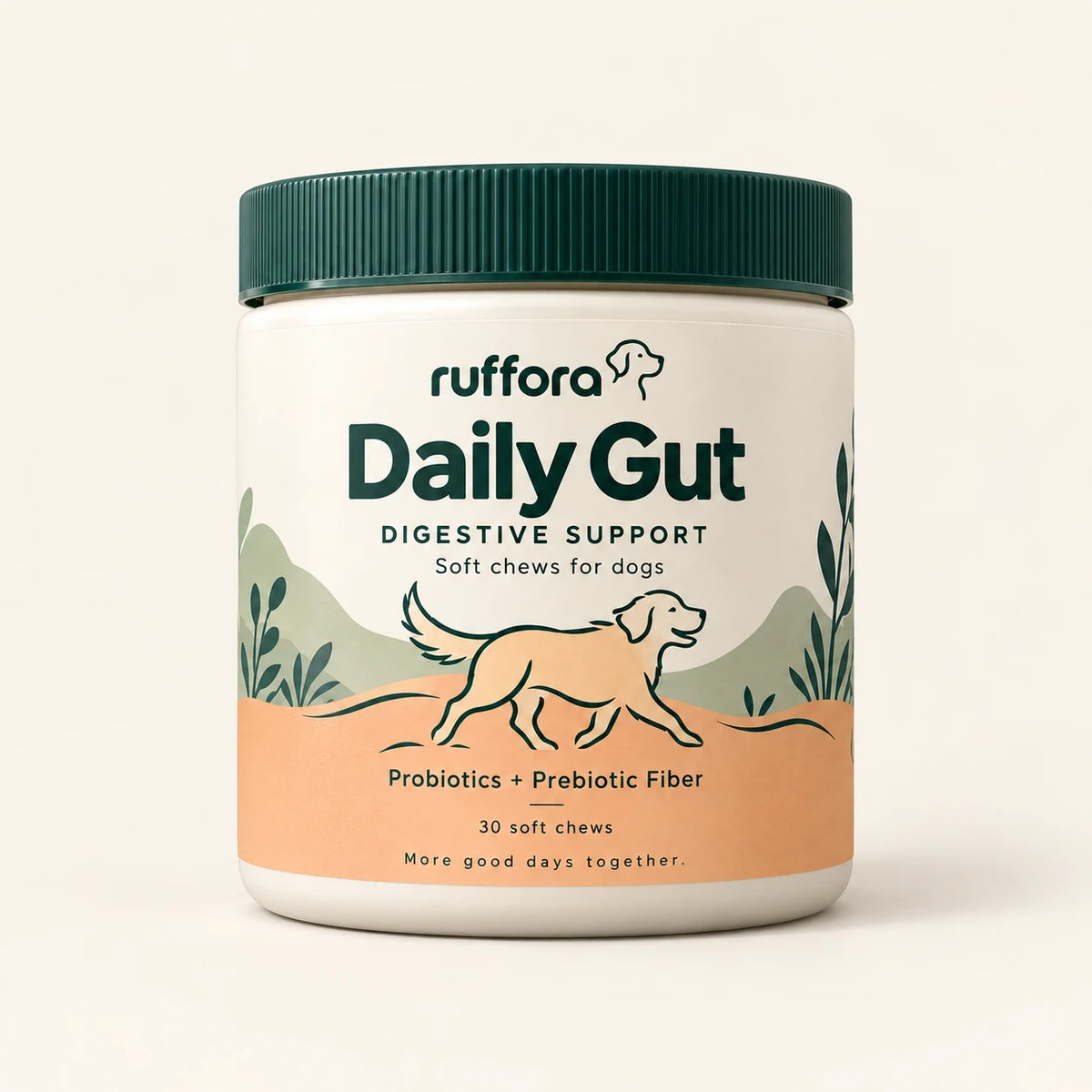 One tub of Ruffora Daily Gut soft chews